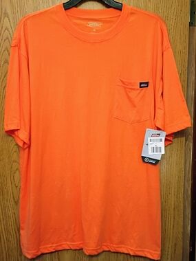 2pc- Men's Dickies Short Sleeve Pocket Tee in High-Visibility Orange-NWT